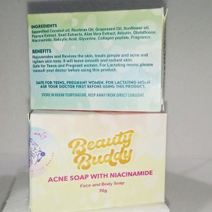 ACNE SOAP WITH NIACINAMIDE REMOVE DARK SPOT SMOOTH LIGHTEN AND GLOWING SKIN 70G