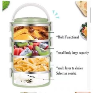 1- 2 Layers Stainless Steel Bento Lunch Box Food Container Portable Picnic Box