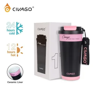 CIVAGO（17oz）Double drinking Stainless Steel Coffee Mug With Lid Vacuum Flask Hot And Cold Tumbler