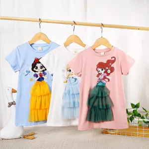 MSE Girl T shirt Disney Princess Mermaid White Snow Elsa Short Sleeve Children Clothes for Baby Girl