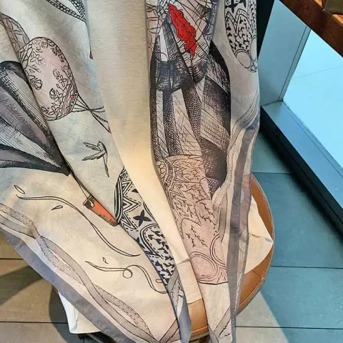 Fashionable High-End Real Silk Scarves Women's Silk Scarves Temperament Chinese Scarves Scarves Fashionable Unique Wear Large 4