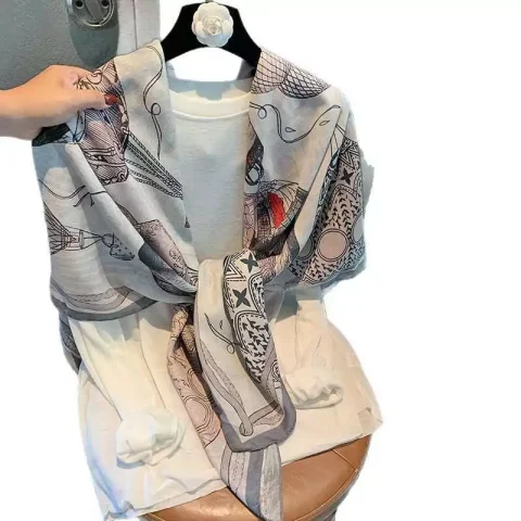Fashionable High-End Real Silk Scarves Women's Silk Scarves Temperament Chinese Scarves Scarves Fashionable Unique Wear Large 5