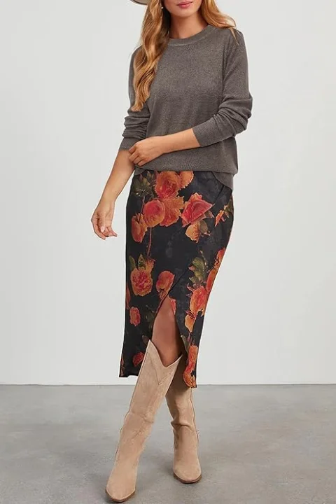 Arach&Cloz Women's Wool Blend Classic Crew Neck Casual Fall Sweaters 5