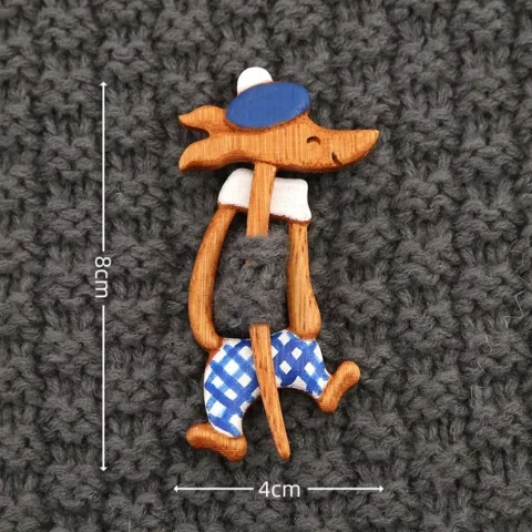KANGN Wooden Brooch, Hollow Cartoon Animal Sweater Pin, Cute Mini Unisex Design DIY Scarf Buckle Clothing Accessorres 8