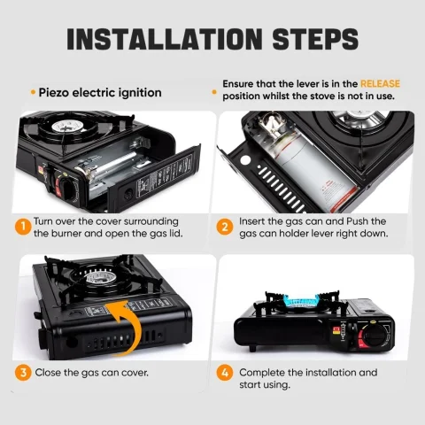 Portable Butane Gas Stove Mini Camping Outdoor Picnic Barbecue Safe Explosion-Proof 8