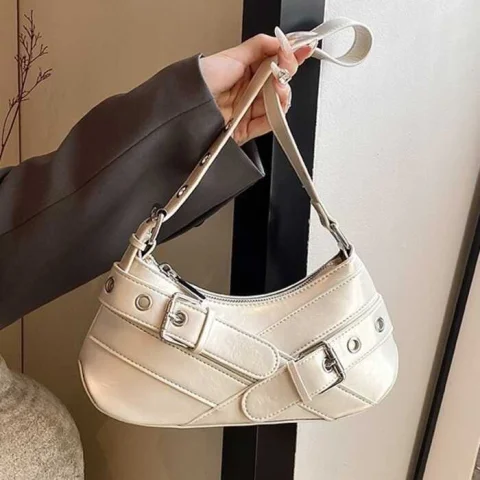 Women’s Vintage Red Shoulder Bag – Retro PU Leather Baguette Handbag with Buckle Detail, Fashion Mini Shoulder Purse for Party, Travel & Everyday Use 3