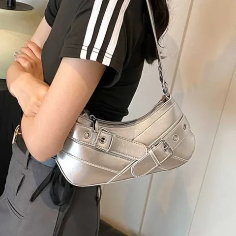 Women’s Vintage Red Shoulder Bag – Retro PU Leather Baguette Handbag with Buckle Detail, Fashion Mini Shoulder Purse for Party, Travel & Everyday Use 4