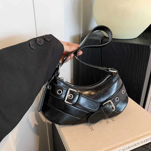 Women’s Vintage Red Shoulder Bag – Retro PU Leather Baguette Handbag with Buckle Detail, Fashion Mini Shoulder Purse for Party, Travel & Everyday Use 7