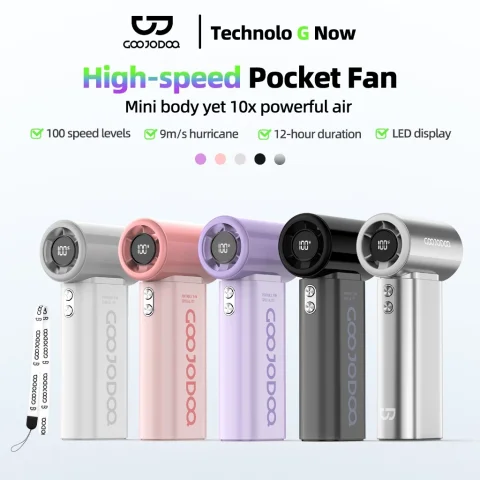 GOOJODOQ Fan GFS007 4000 mAh Turbo Mini Fan Rechargeable Handheld Portable Strong Wind Jet Hand