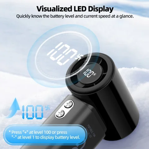 GOOJODOQ Fan GFS007 4000 mAh Turbo Mini Fan Rechargeable Handheld Portable Strong Wind Jet Hand 4