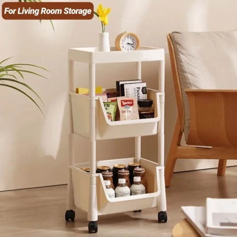 Trolley Cart Organizer Multi-function Large Moving Rack Toy Bookshelf Kitchen Corner Storage Trolley