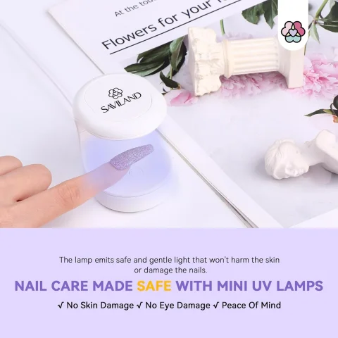 Saviland Mini UV Nail Lamp: Quick-Dry Flash Cure Lamp Gel Nail Lamp 16W Portable UV Light for Gel Nails lampara uv/led para uñas de Gel Nail Extension UV LED Lamp for Manicure Starters DIY Nail Art 4