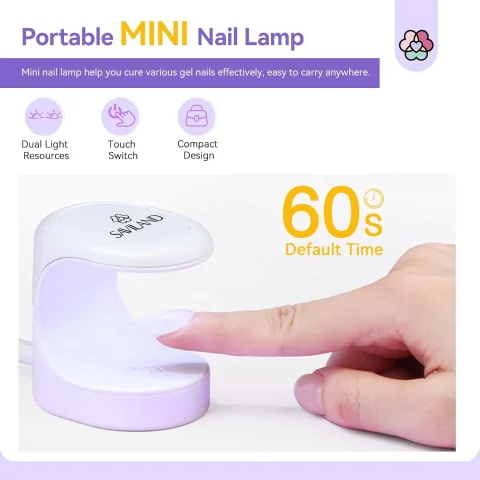 Saviland Mini UV Nail Lamp: Quick-Dry Flash Cure Lamp Gel Nail Lamp 16W Portable UV Light for Gel Nails lampara uv/led para uñas de Gel Nail Extension UV LED Lamp for Manicure Starters DIY Nail Art 3