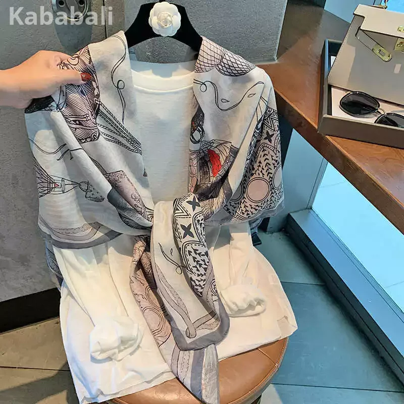 Fashionable High-End Real Silk Scarves Women's Silk Scarves Temperament Chinese Scarves Scarves Fashionable Unique Wear Large