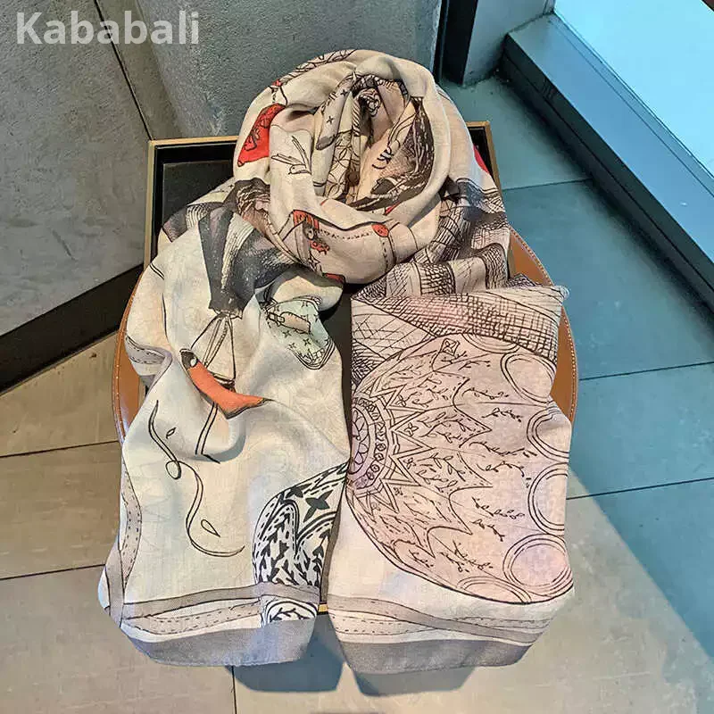 Fashionable High-End Real Silk Scarves Women's Silk Scarves Temperament Chinese Scarves Scarves Fashionable Unique Wear Large