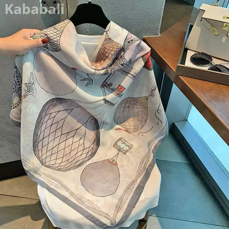 Fashionable High-End Real Silk Scarves Women's Silk Scarves Temperament Chinese Scarves Scarves Fashionable Unique Wear Large