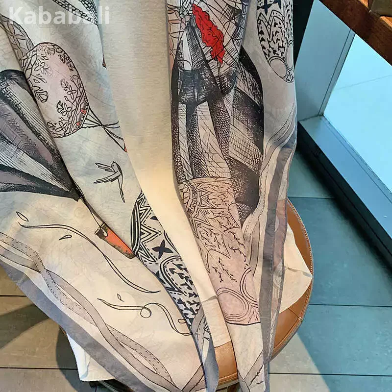 Fashionable High-End Real Silk Scarves Women's Silk Scarves Temperament Chinese Scarves Scarves Fashionable Unique Wear Large