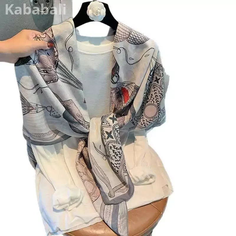 Fashionable High-End Real Silk Scarves Women's Silk Scarves Temperament Chinese Scarves Scarves Fashionable Unique Wear Large