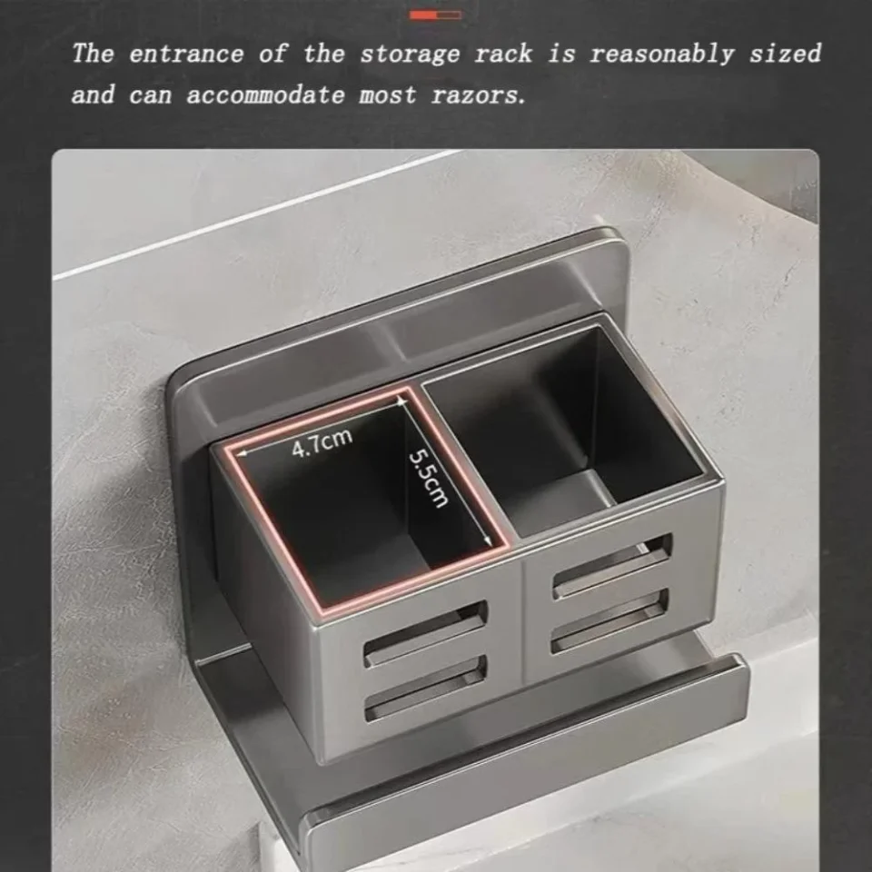 CHERRY Toothbrush Storage Rack – Multifunctional Waterproof Toothbrush Holder for Bathroom, Wall-Mounted Organizer, Strong Load-Bearing Grey/White