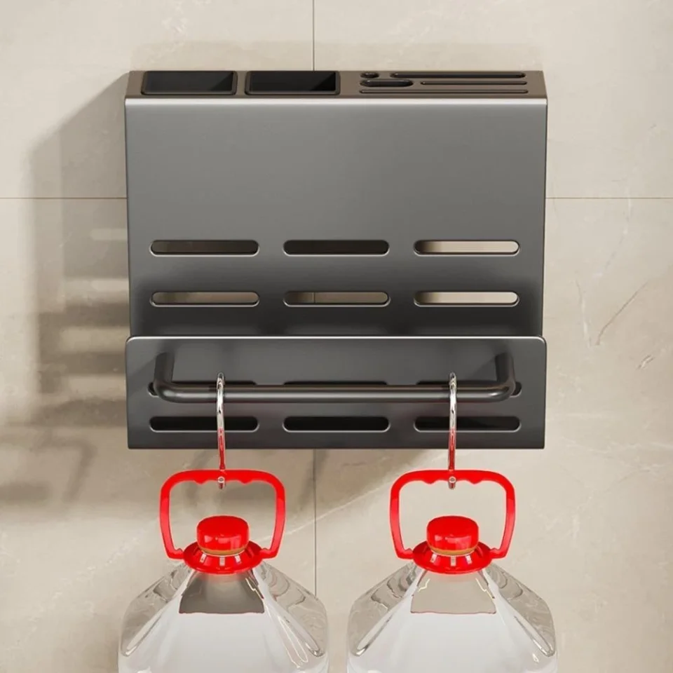 CHERRY Toothbrush Storage Rack – Multifunctional Waterproof Toothbrush Holder for Bathroom, Wall-Mounted Organizer, Strong Load-Bearing Grey/White