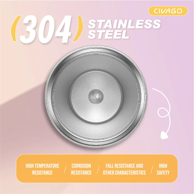 CIVAGO（22oz）Wide Mouth with Sport Lid Vacuum Insulated Tumbler Hot And Cold Drinking Water Bottle