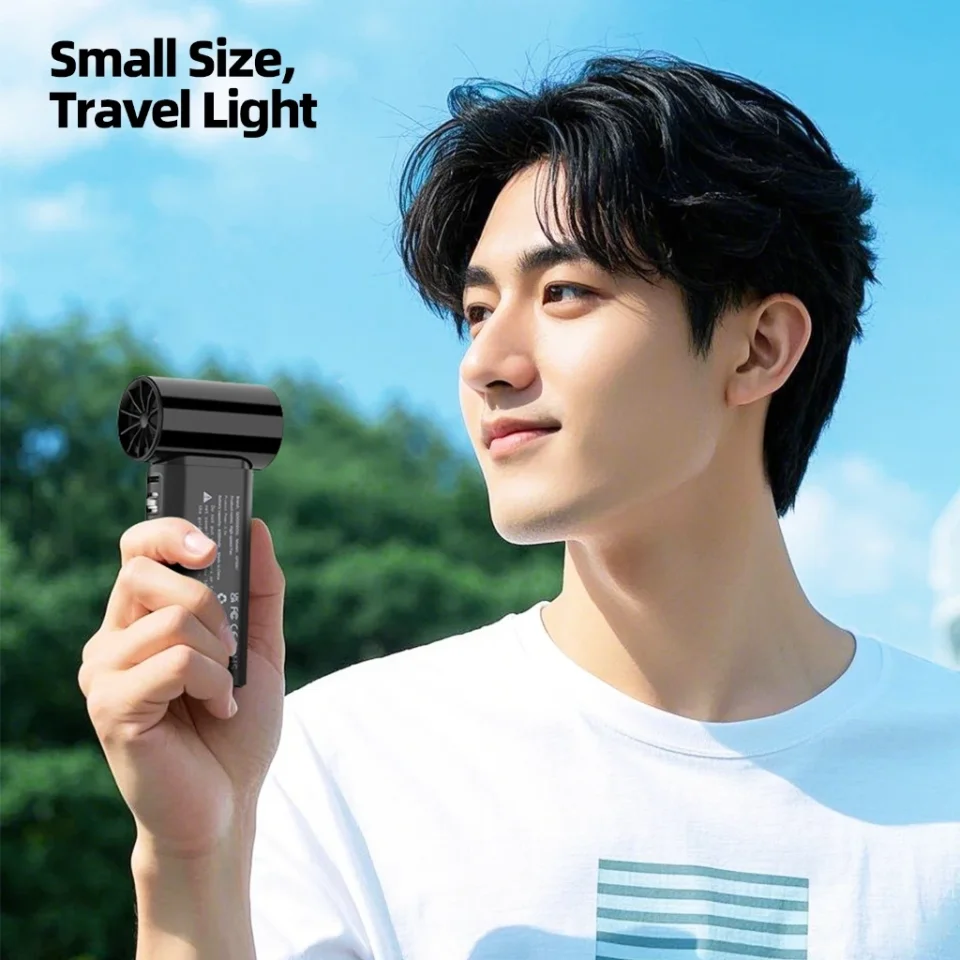 GOOJODOQ Fan GFS007 4000 mAh Turbo Mini Fan Rechargeable Handheld Portable Strong Wind Jet Hand