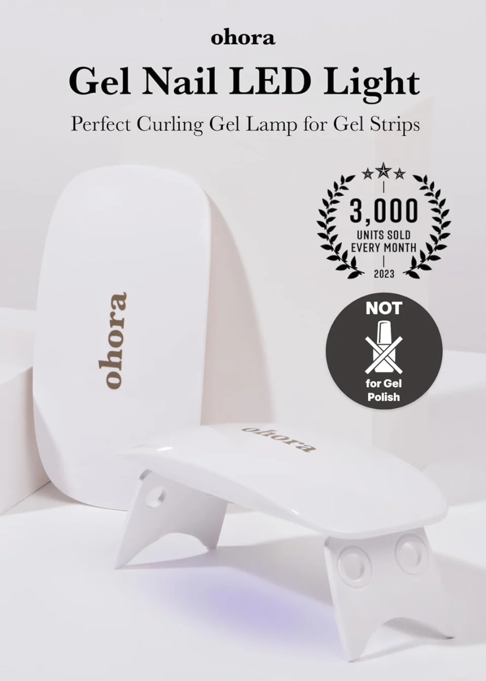 ohora Care LED Lamp for Semi Cured Gel Nail Strips - 6W Max, 2 Timers (45s / 60s), Portable Lamp for Curing Gel Nail Art, For Gel Stickers and Strips Only