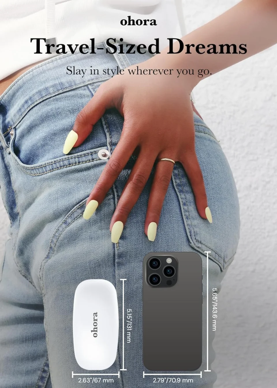 ohora Care LED Lamp for Semi Cured Gel Nail Strips - 6W Max, 2 Timers (45s / 60s), Portable Lamp for Curing Gel Nail Art, For Gel Stickers and Strips Only